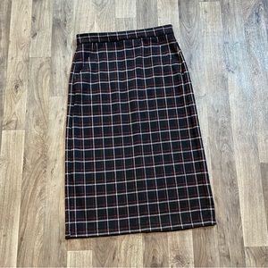 Banana Republic Factory Classic Plaid Pocketed Midi Skirt Size 2